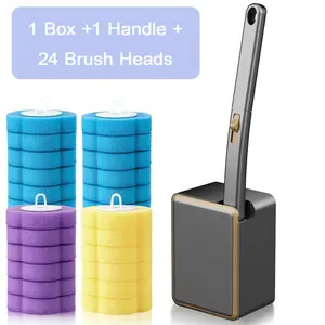 Disposable Toilet Cleaning Stick Storage Set with 24 Disposable Heads, Toilet Bowl Cleaners, Space-Saving Wall-Mounted Holder for Household Drain Urinal Sink Use (Car Interior Accessory)