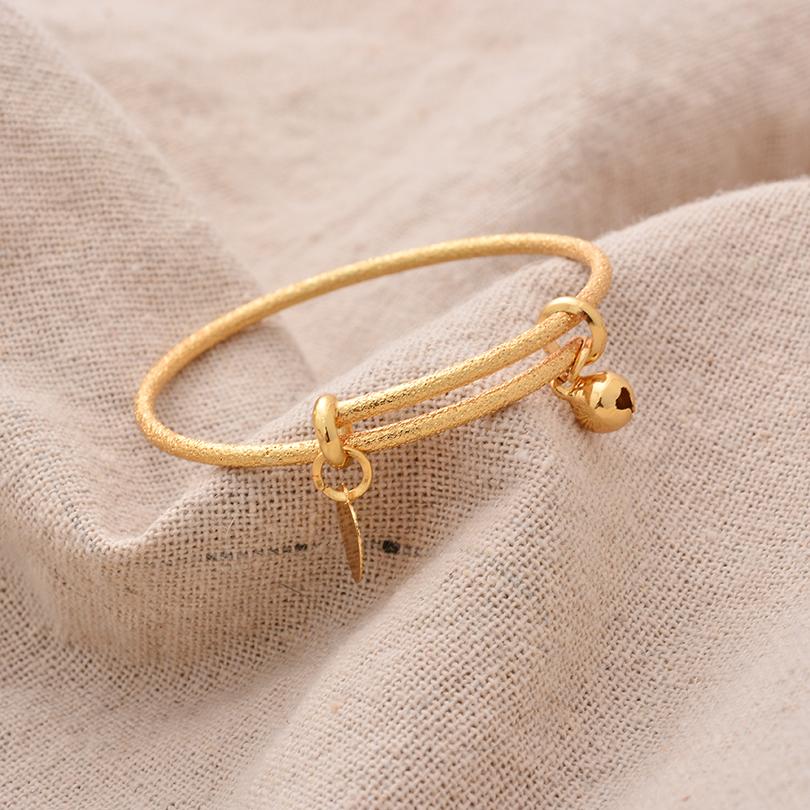 Gold Color Bangle for Girls/Baby/Kids Charm Gypsophila Bracelet Small Bell  Heart Jewelry Child Christmas Gifts