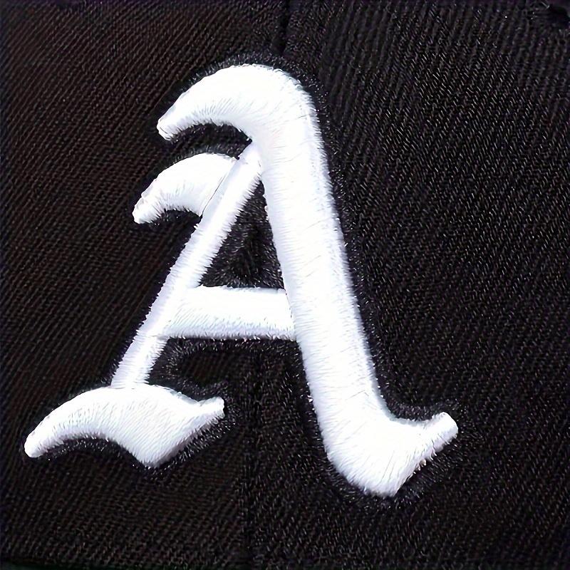 Men's Gothic "A" Alphabet Baseball Cap with Side American Flag, Hip-Hop Snapback, Adjustable Sun Protection Casual Hat for Outdoor, Travel, Beach, Party - 100% Polyester Fabric, Breathable Lightweight Design with Hand Wash Care - Single Pac