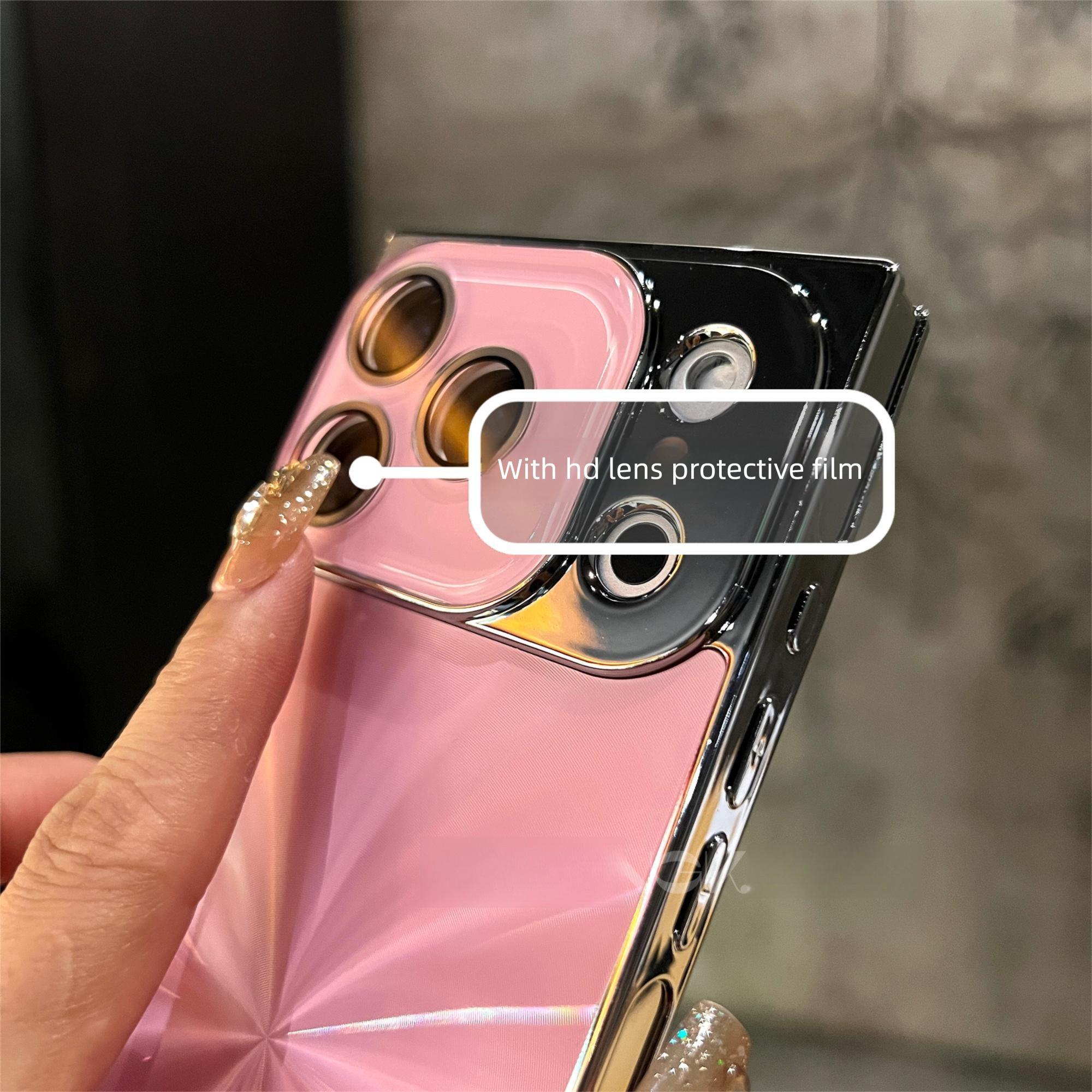 High-quality Square Aurora Electroplated Frame Case for iPhone 17 Pro Max 16 15 14 13 with HD Lens Protector & Crystal-Clear Camera Protection Casing Cellphone Protective  Smartphone Cover