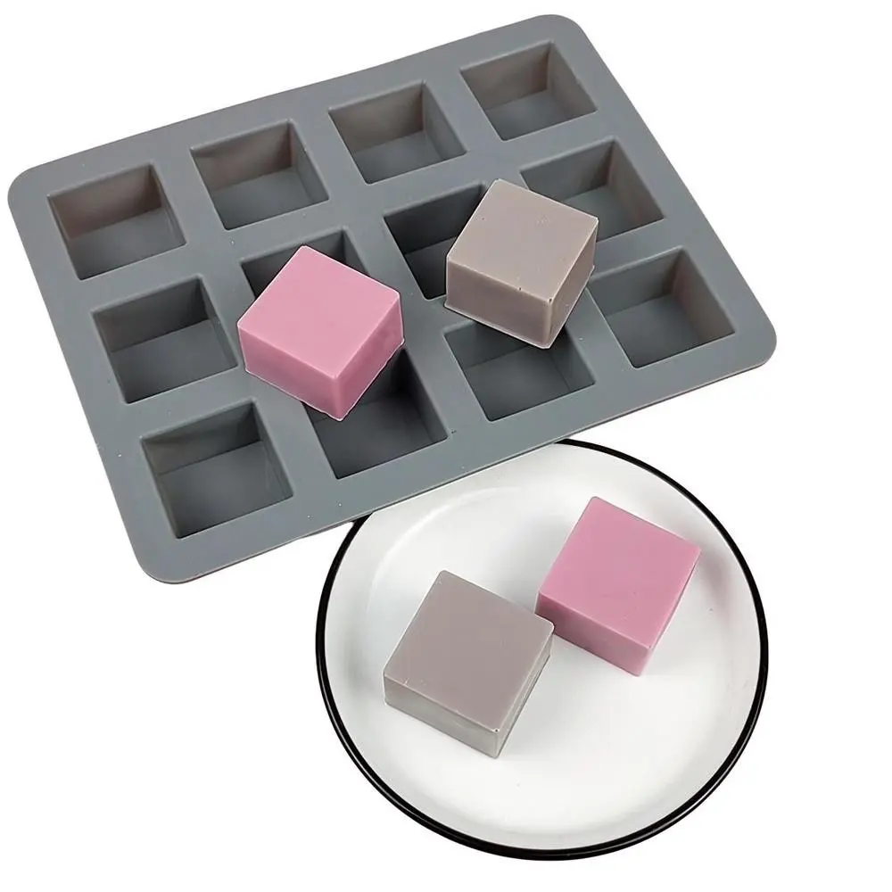 12-Piece Square Silicone Mold Set, Ideal for Small Soap and Candle Making, Durable and Reusable, Perfect for DIY Crafts and Baking