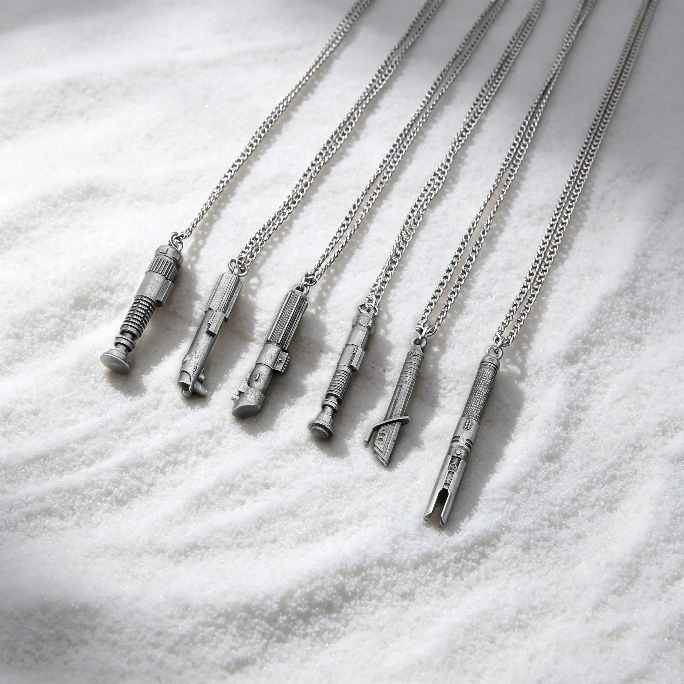 Mini Lightsaber Necklace Set (6 Pack) | Anakin, Obi-Wan, Darth Vader, Luke Skywalker, Darksaber & Cal Kestis Collectible