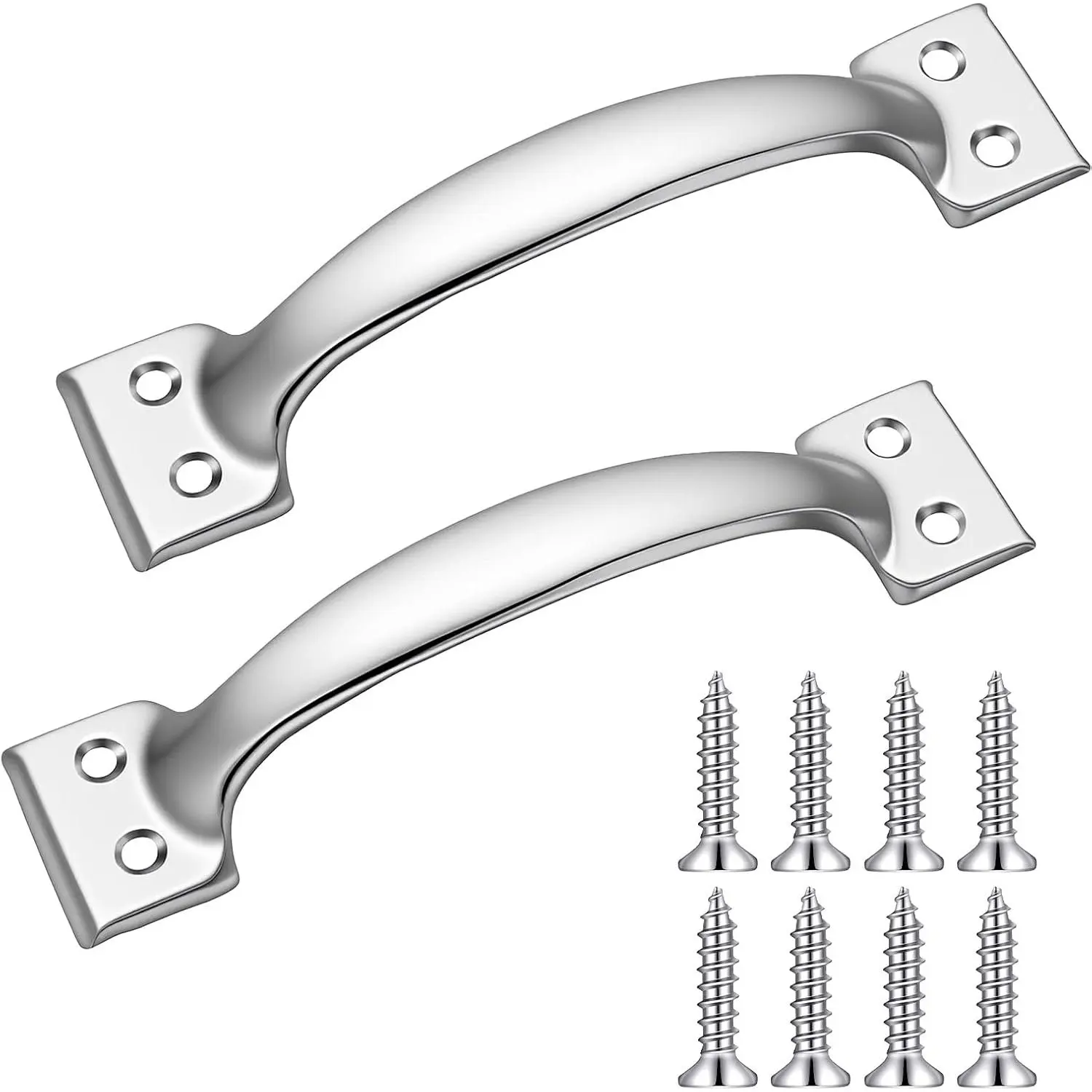 2 count V171 6-1/2" Gate Handle, 5.5 Inch  Door Handles | Metal Gate Pull Screen Doors Handles Stainless Steel White Screen Door Handle with Screws
