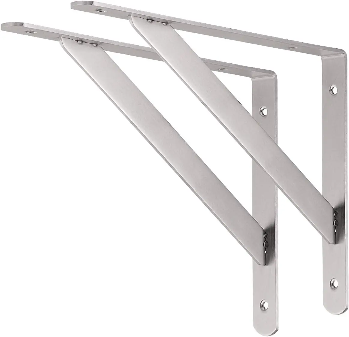 Shelf Bracket, 12" Max Load: 440 lb Heavy Duty Stainless Steel Bracket for Table Bench, Space Saving Bracket, Pack of 2