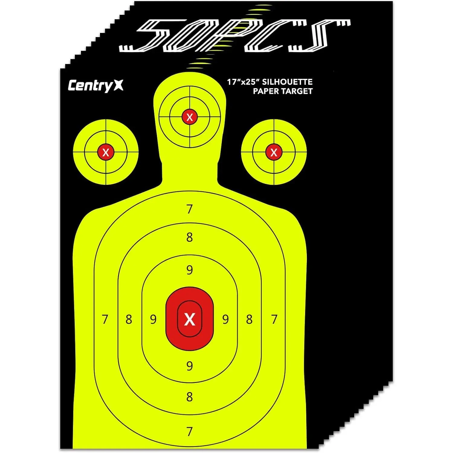Shooting Range Silhouette Paper Target, 17 25 Inches Target Paper Aiming Bullseye Practice Targets for Handguns, Rifles, Airguns, Pellet Gun, BB Guns