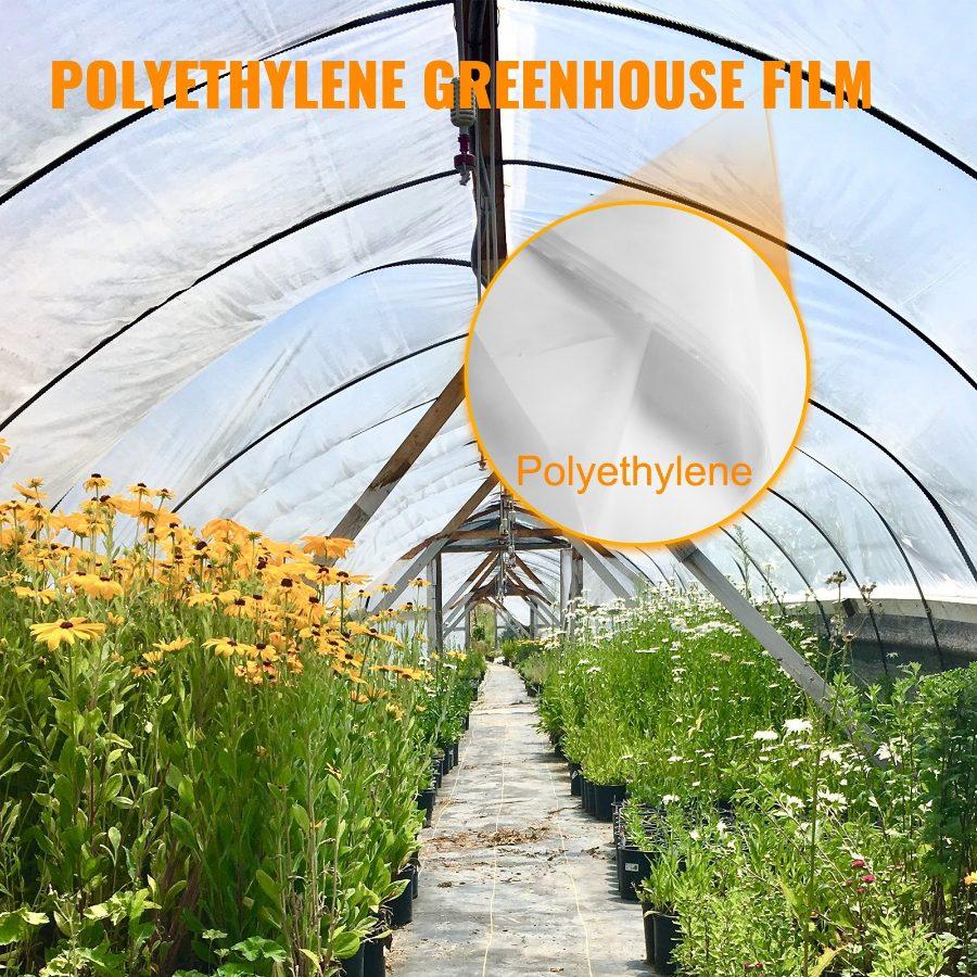 VEVOR Greenhouse Film 12x 25 ft, Greenhouse Polyethylene Film 6 Mil Thickness, Greenhouse Clear Plastic Film UV Resistant, Polyethylene Film Keep Warming, Greenhouse Plastic Superior Toughness