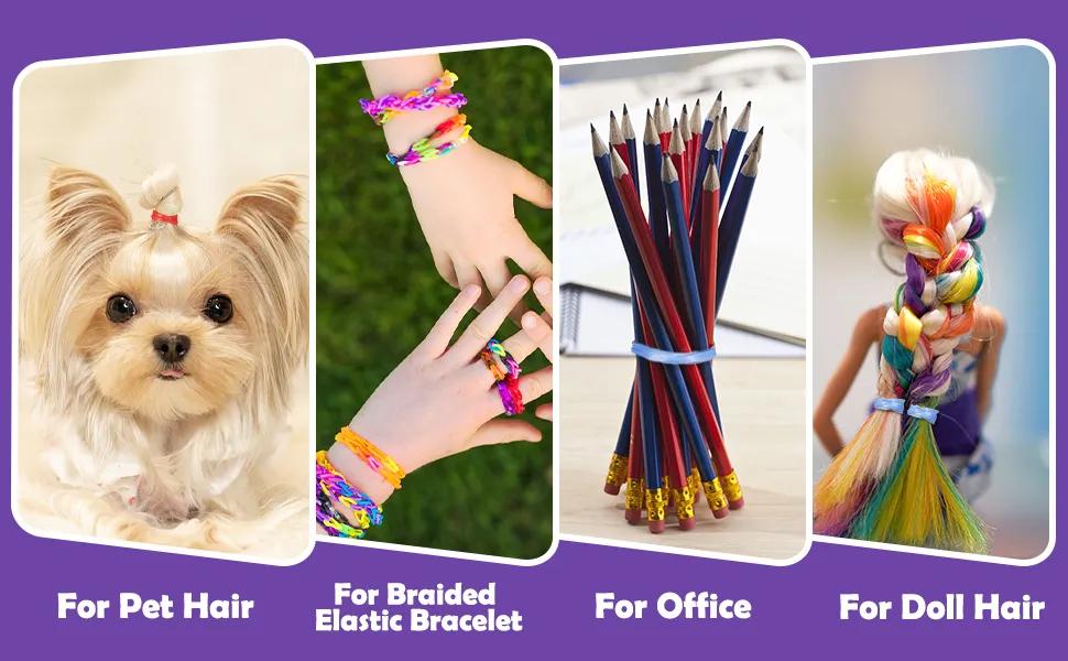 Small Hair Rubber Bands Set – 16 Styling Tools, 2000 Pcs Elastic Ties. Includes Hair Elastic Cutter. For Hair Accessories & Christmas