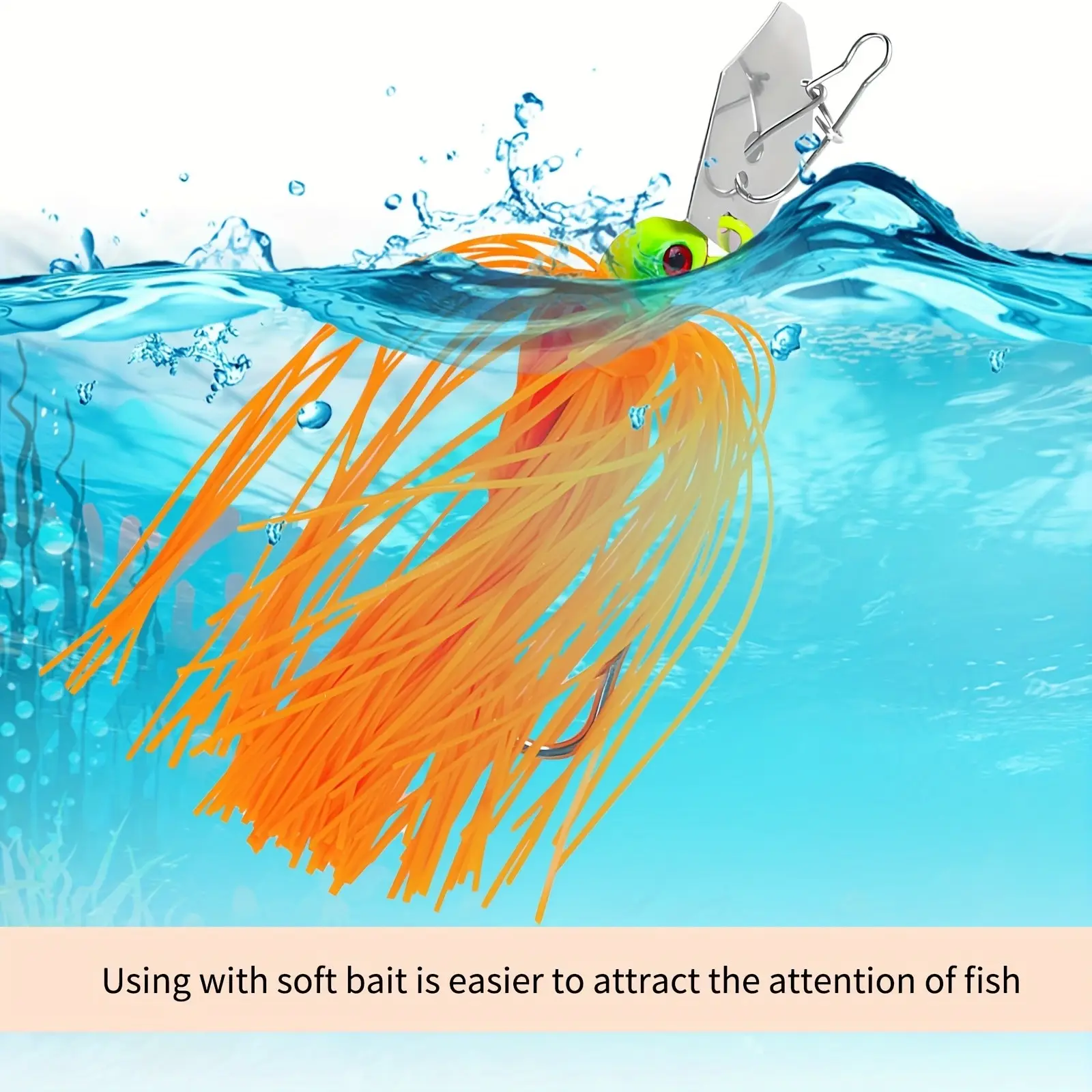 5pcs Bladed Jig Fishing Lures for Bass, Swim Jig with Silicone Skirt, Vibrating Chatter Bait Hooks, Freshwater Fishing Gear