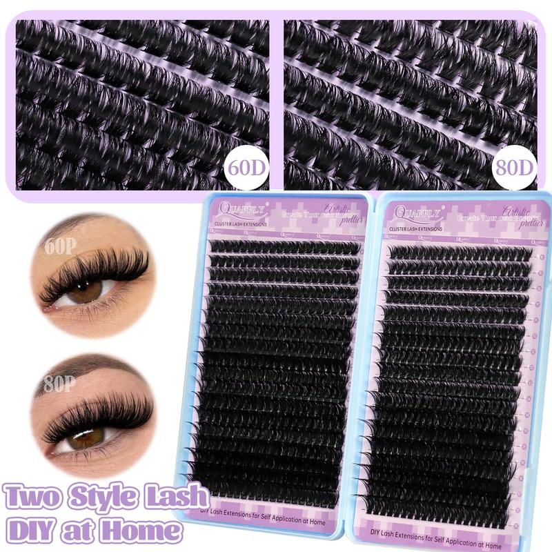 Natural Look Eyelash Extension Kit, 1 Box False Eyelashes with Glue, Tweezers & Remover, Professional Eye Makeup Accessories for Women, DIY Lash Clusters with Eyelash Bond, False Eyelash Extensions, Cosmetic