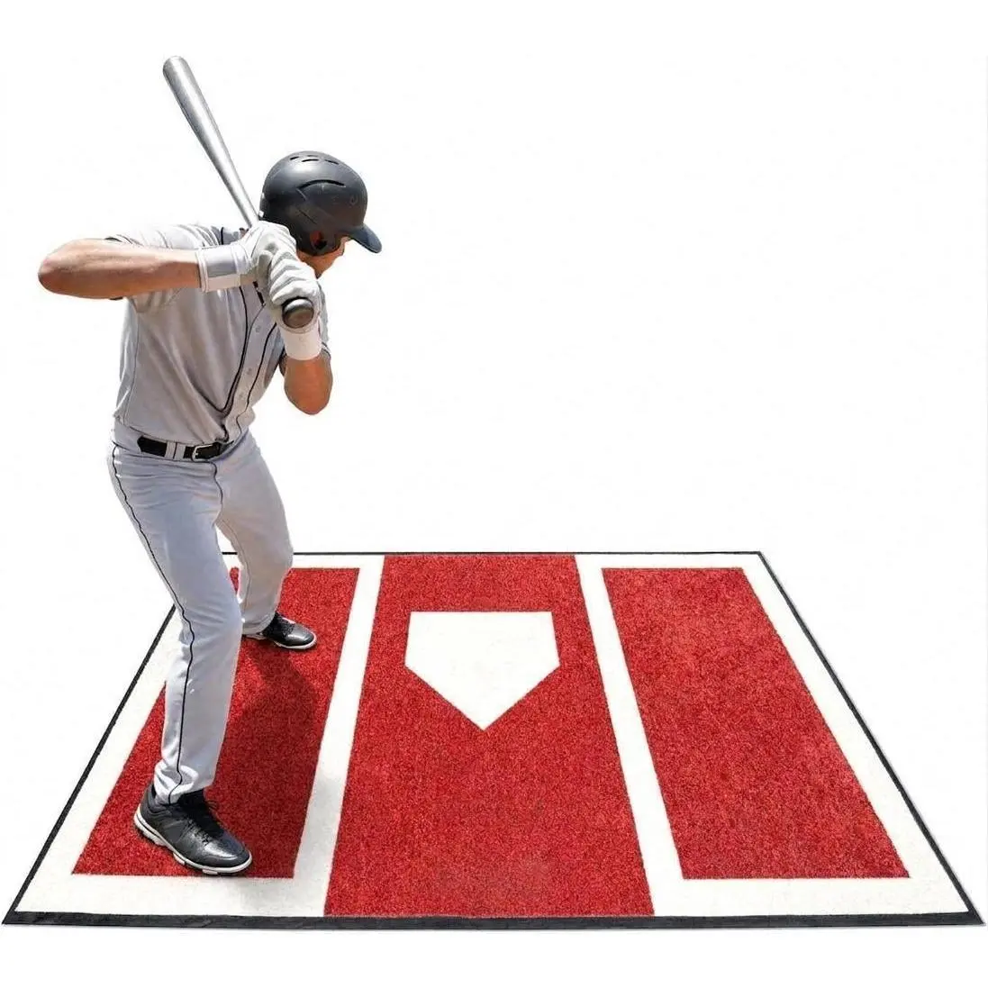Baseball Batting Mat 6.5x4FT,Home Plate Mat， TPP Softball Batters Box Turf Mat, Non-Slip Hitting Cage Mat for Indoor Outdoor Stance Practice
