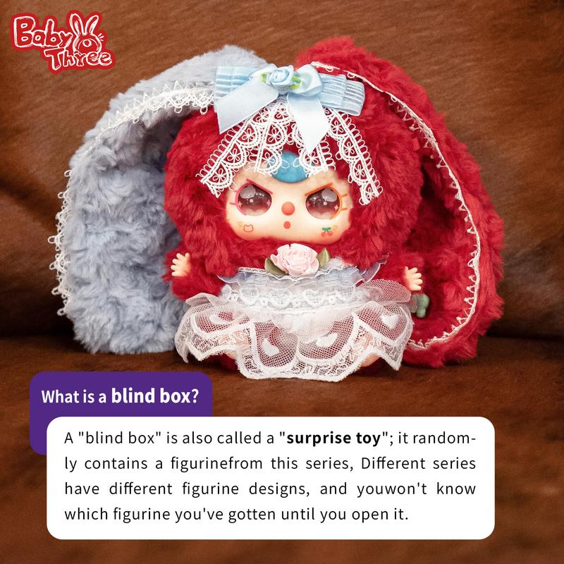 Baby Three Lily Rabbit Town V4 Plush Blind Box,12 Routine +1 Hidden Edition,Soft Cute Bunny Doll,Kawaii Girlish Toy,Mystery Box Unboxing,Trendy Collectible