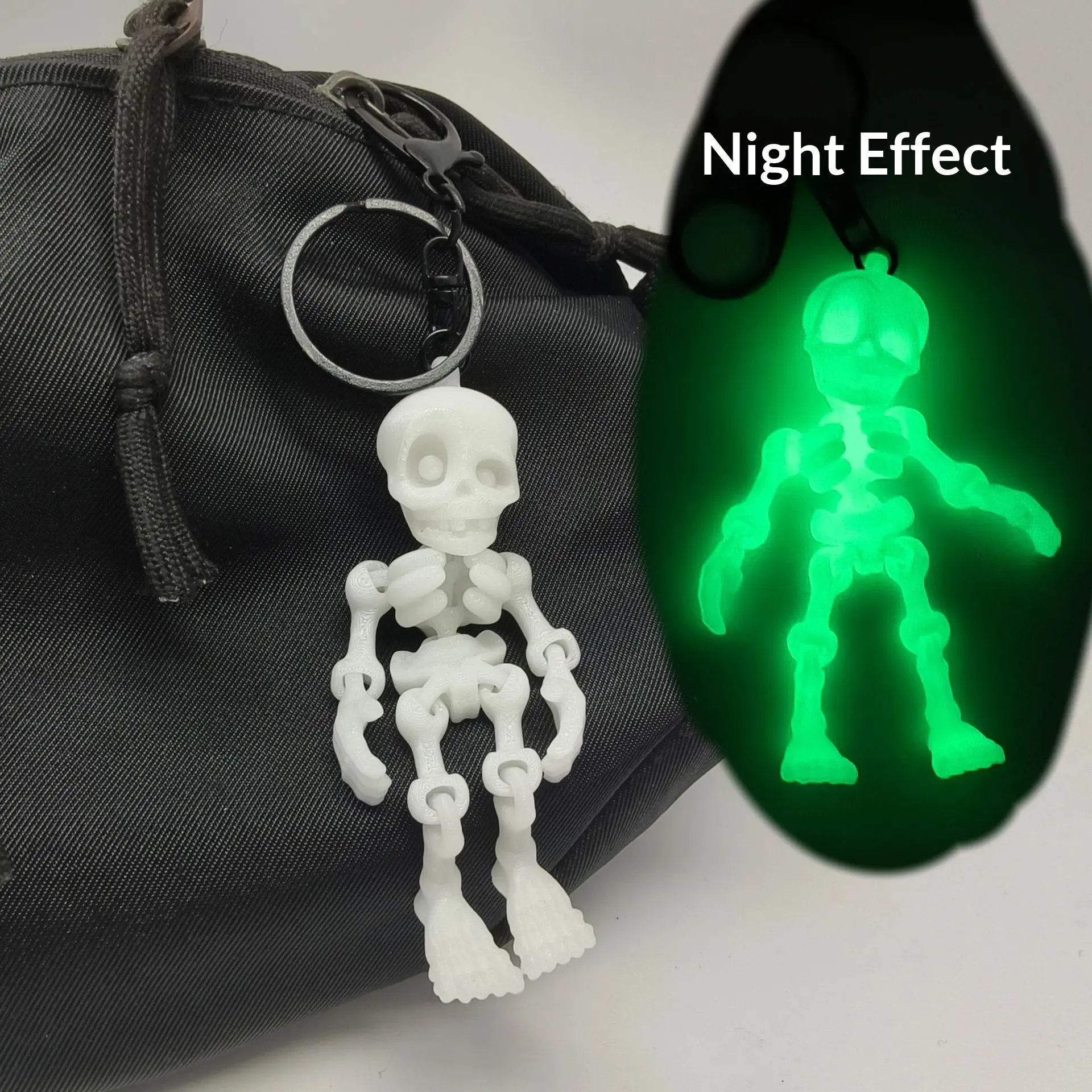 3D Printed Skull Keychain, Full Joint Mobile Skeleton Model, Mini DIY Keychain Pendant, Metal Keychain Accessory, Cute Style