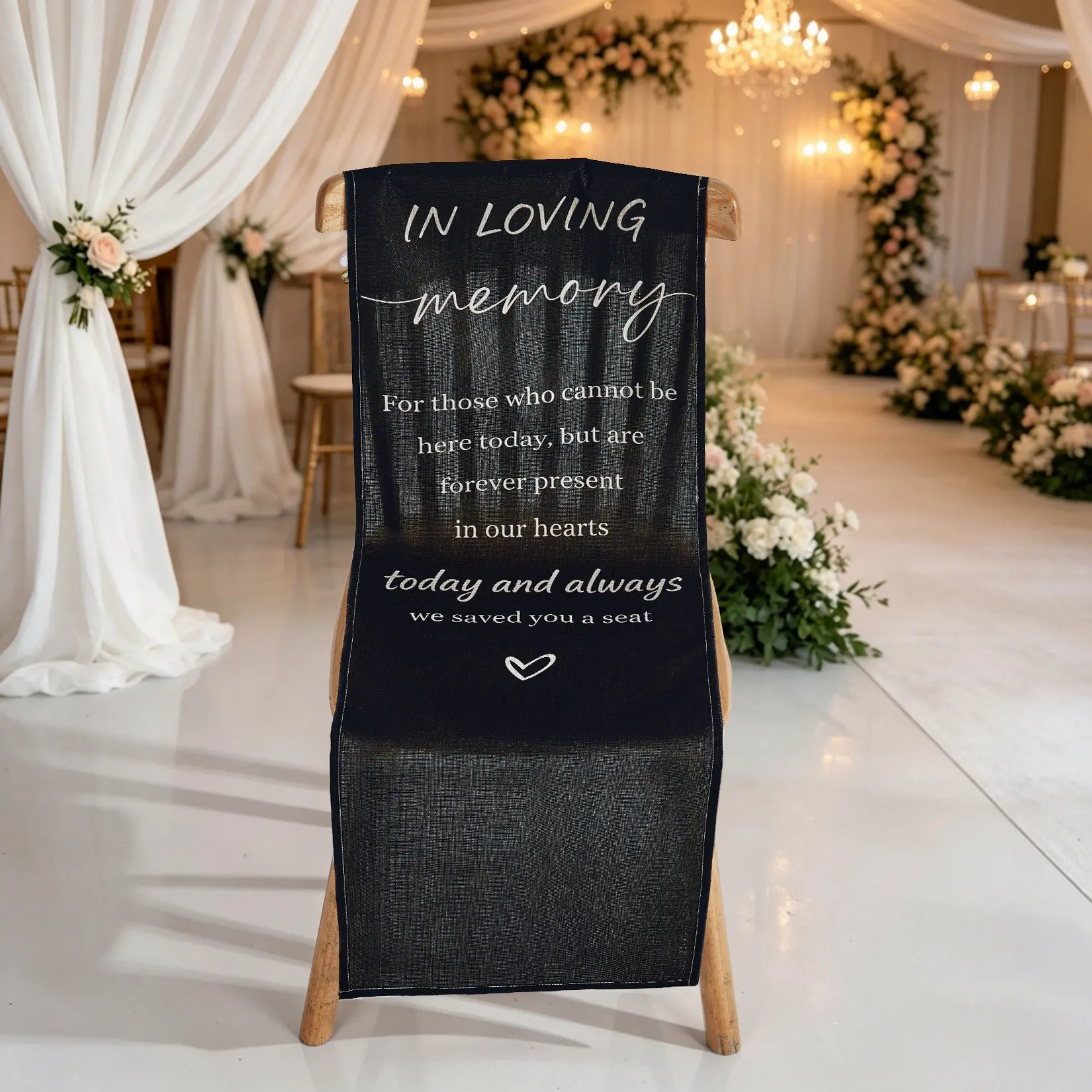 4-Pack Reserved Memorial Chair Sashes - Linen In Loving Memory Seat Markers, Boho Rustic Wedding Ceremony Decor, Sentimental Keepsake Aisle Signs, Reusable Home Decor Plaques & Signs, Reserved Chair