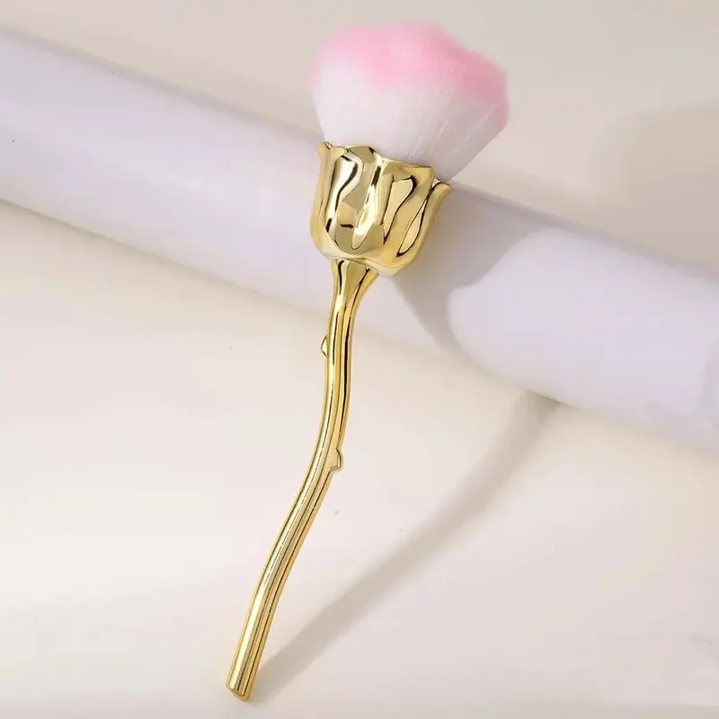 Rose powder brush single soft hair large electroplating handle flower makeup brush nail powder brush flower powder blusher brush