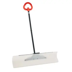 VEVOR Snow Pusher Shovel, 36 in Outdoor Snowplow Shovel with Ergonomic Grip, HDPE Plastic Blade, Winter Shovels with Segmented Handle, Metal Edged Strip, Portable Snow Removal Tool for Driveway Garde