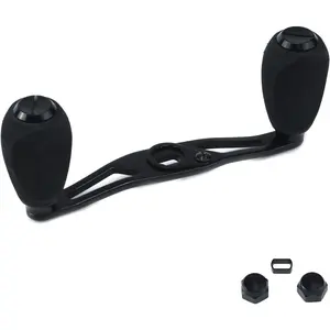 Fishing Baitcasting Reel Handle Replacement Parts with EVA Knob and Nut Black