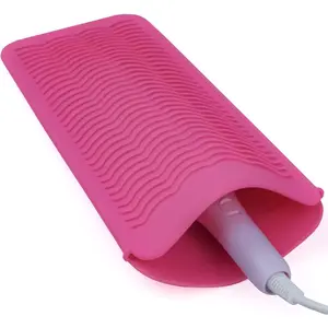 1Pack Silicone Heat Resistant Mat Pouch for Hair Straightener, Curling Iron, Flat Iron and Hot Hair Tools Pink