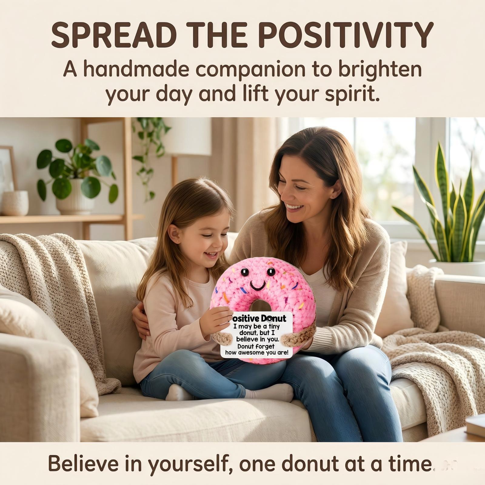 Kawaii Mini Handmade Knitted Donut Plush, Super Soft Squishy Stress Relief Toy, Cute Bag Charm Keychain Backpack Pendant, Aesthetic Desk Car Decor, Perfect Birthday Christmas Valentines Gift For Kids Girls Best Friends BFF, Unique Handcrafted Stuffed Anim