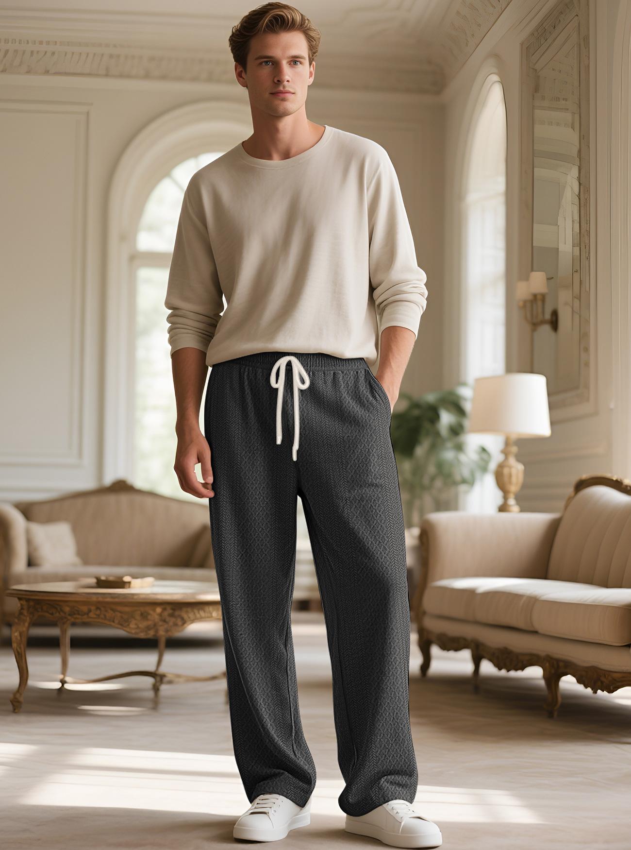 New loose casual sports pants with textured jacquard knit, European and American , available on Temu