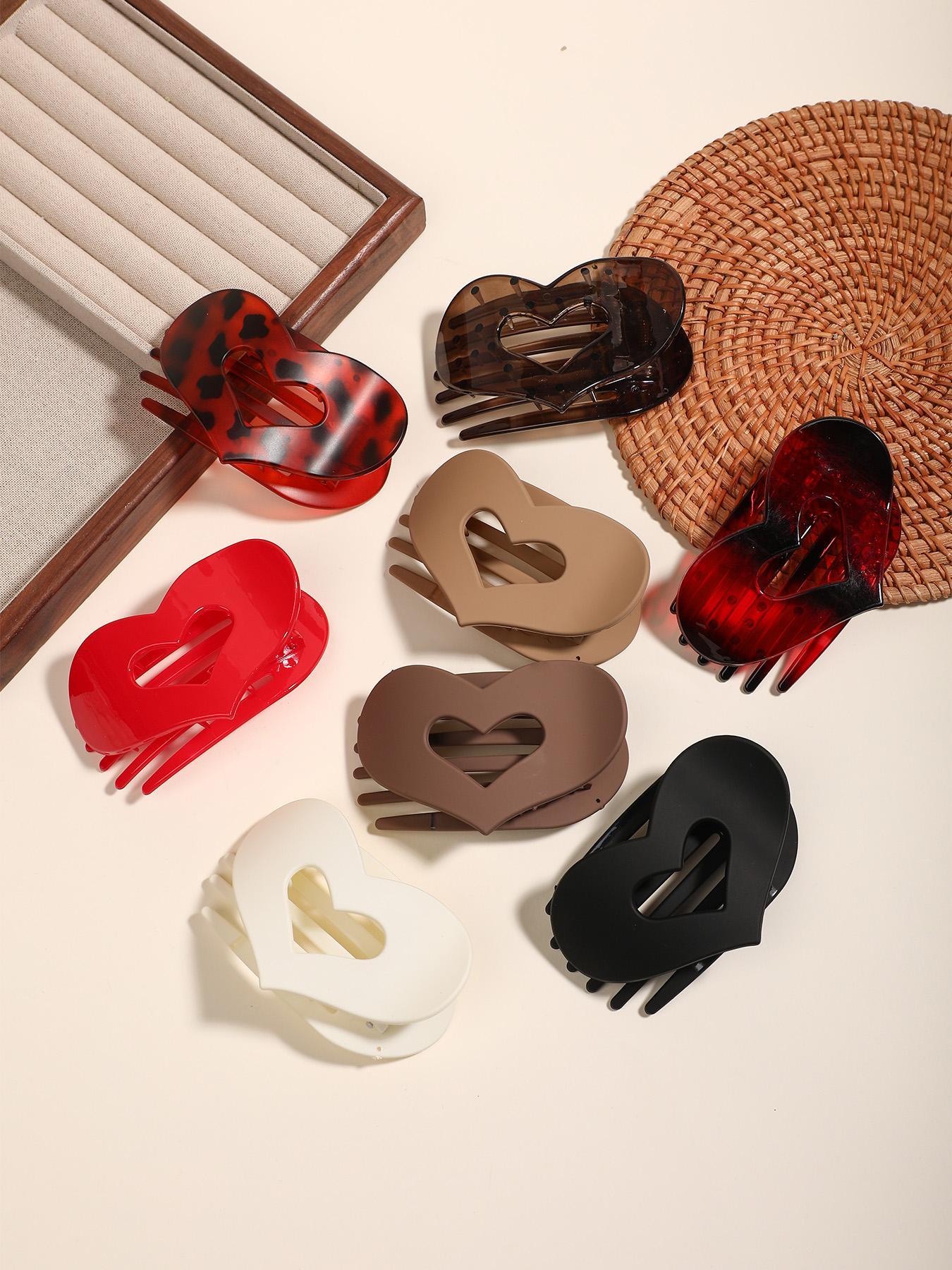 Heart Shaped Hair Claws, Hair Claws Set, Casual and Versatile Hair Accessories for Women, Minimalist Headwear Suitable for Thick Hair, Fashion Hair Accessories for Party, Daily Clothing Decor