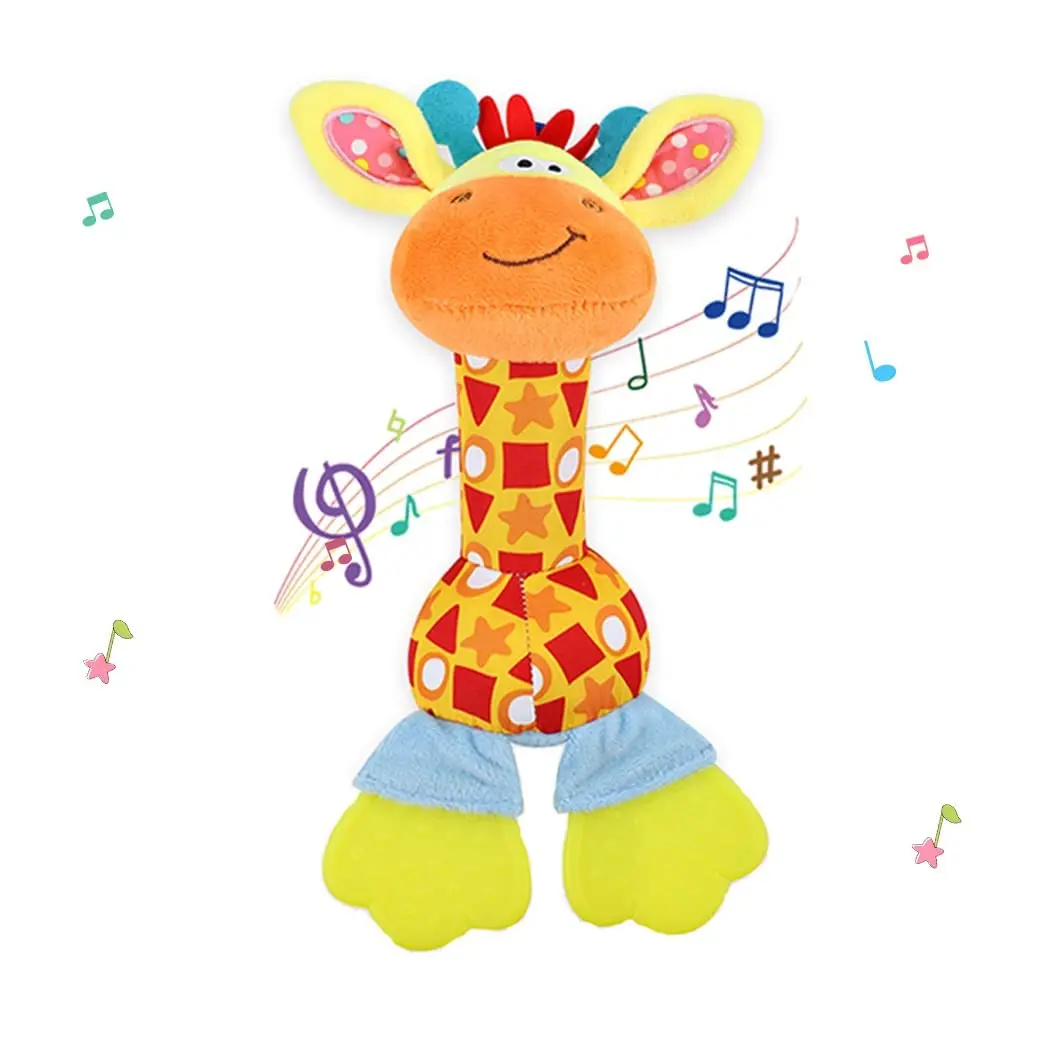 Baby Rattles Toys for 0-6-12 Months, Newborn Interactive Toys for 3-12 M | Soft and Cuddly Plush Material; Built-in Jingle Bell, Bibi Squeaker, Crinkly Paper; Vibrant Colors and Intricate Details(Gift)