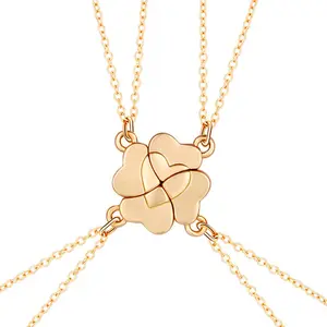 Friendship Necklace Magnetic Matching Four Leaf Clover Best Friend Necklace Gifts for Girls Women Magnet BFF Necklace for 4.