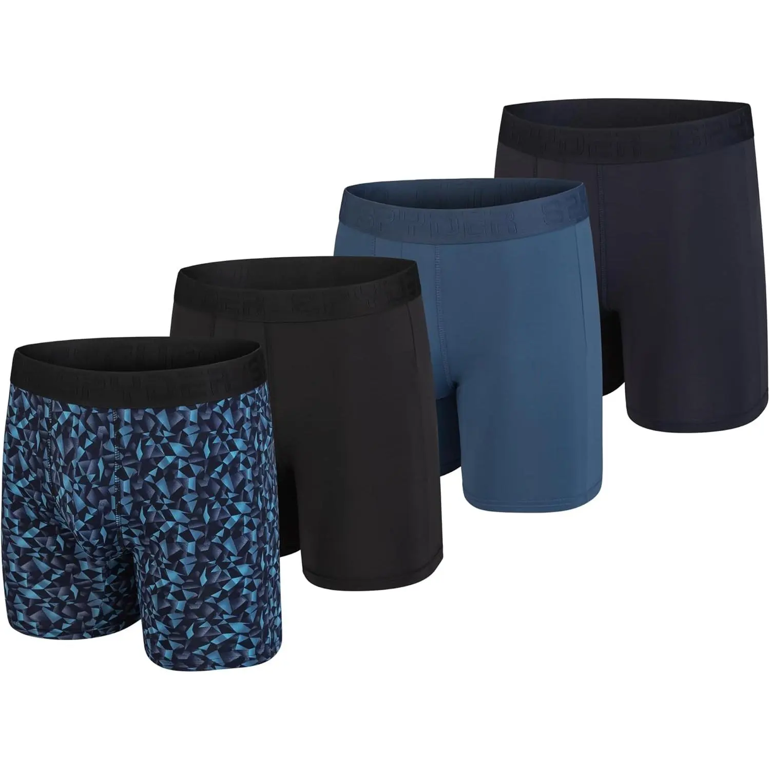 Spyder Men's 4-Pack Variety Liquid Cool Active Performance Athletic Underwear Boxer Briefs