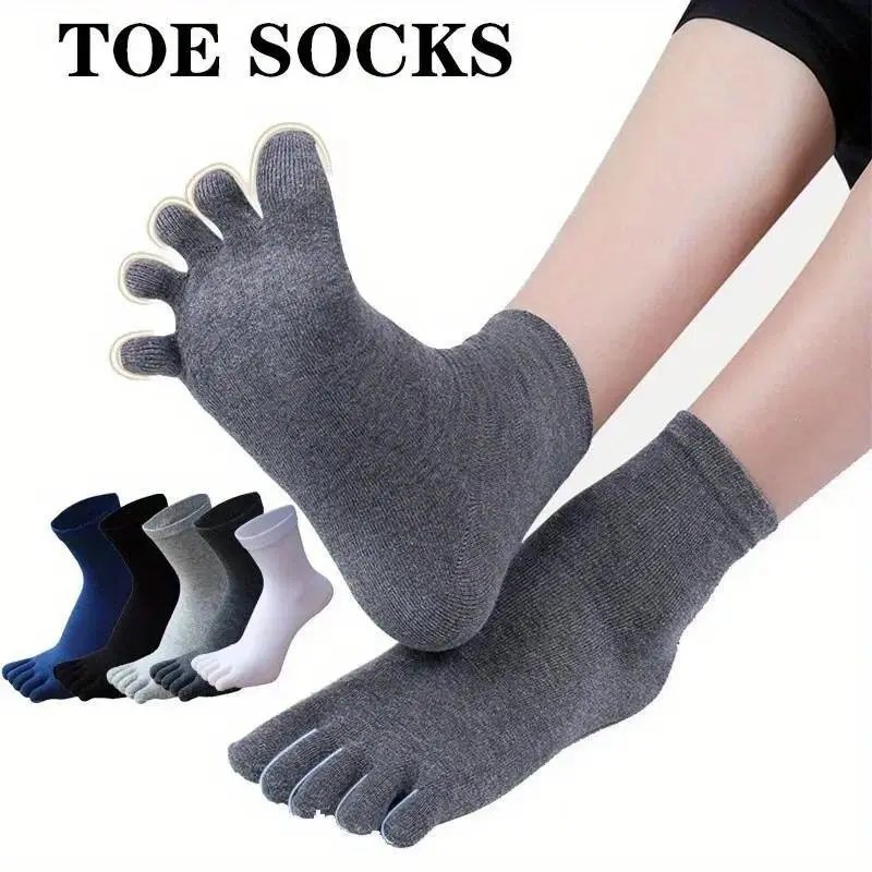 5/10 Pairs Women's Cotton Ankle Toe Socks, Breathable Five-Finger Design with Moisture-Wicking & Odor Reduction, Soft Stretchy Sports Socks for Running, Hiking & Casual Wear