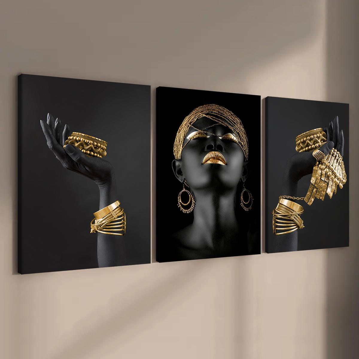 Wooden Framed Canvas Painting, 3 Counts/set Modern Art Wall Decoration, Artistic Fashion Figure Pattern Wall Art for Home Living Room Bedroom Office