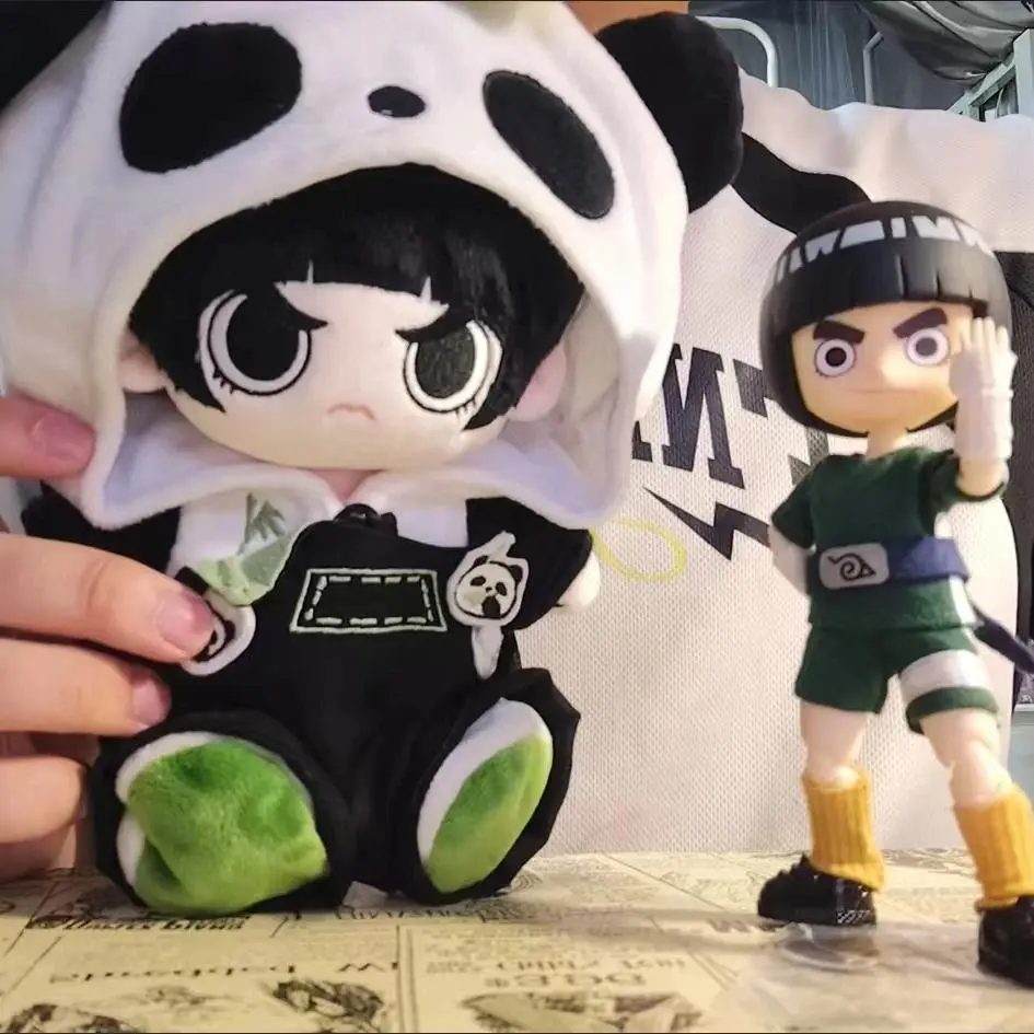 Attribute Japanese Anime Rock Lee 20 cm Unisex Plush Doll, Handsome Boy Cosplay Stuffed Cotton Doll with Dress-Up Clothes, Mascot Gift for Xmas, Plushies