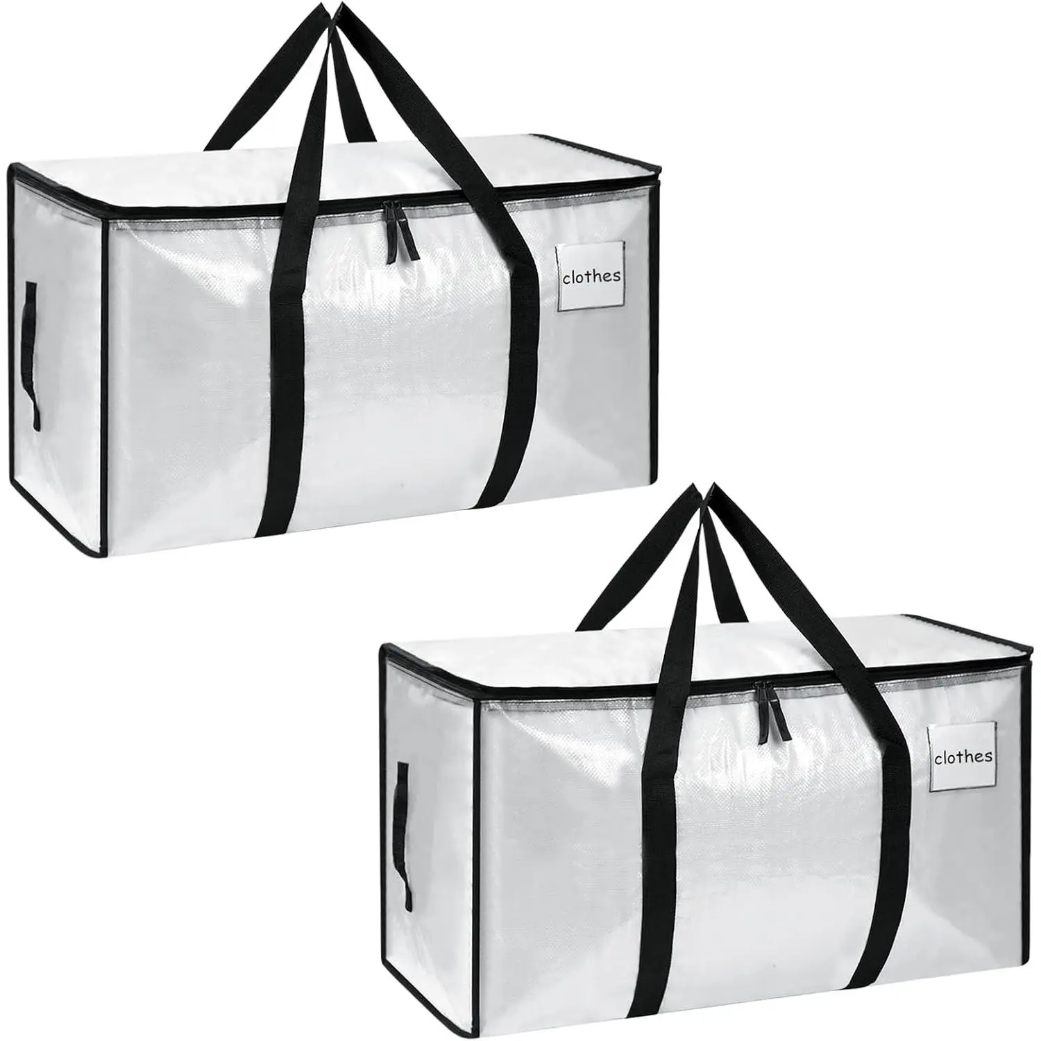 2-Pack Extra-Large Heavy-Duty Storage  with Reinforced Handles, Durable Zippers &  Material —  for Space-Saving, Moving, Shipping and Travel (Clear)
