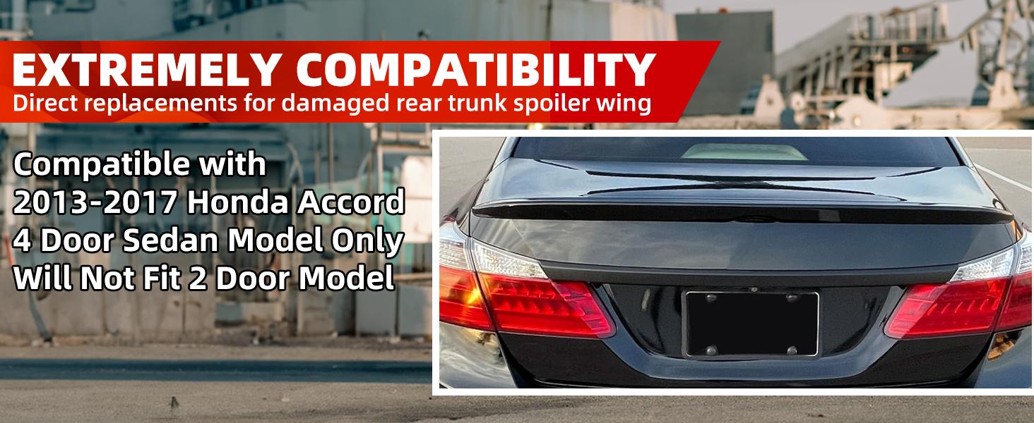 Rear Trunk Spoiler Wing Compatible with 2013-2017 Honda Accord 4 Door Sedan