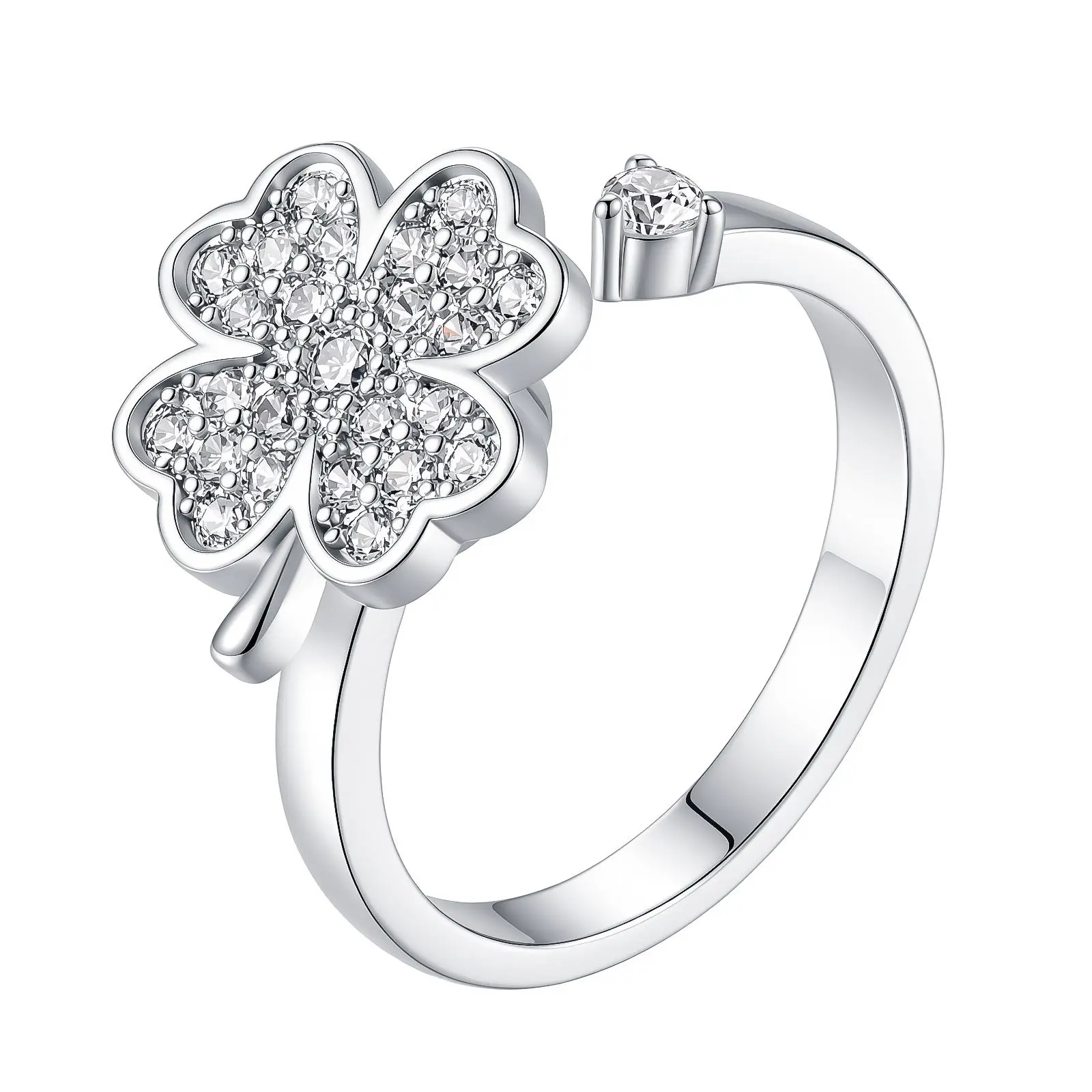 Rotating Four-Leaf Clover Ring: Stress Relief for Men and Women—Eases Anxiety, Adjustable opening sizeSoothes Your Mind, and Brings You Joy and Comfort All Day Long