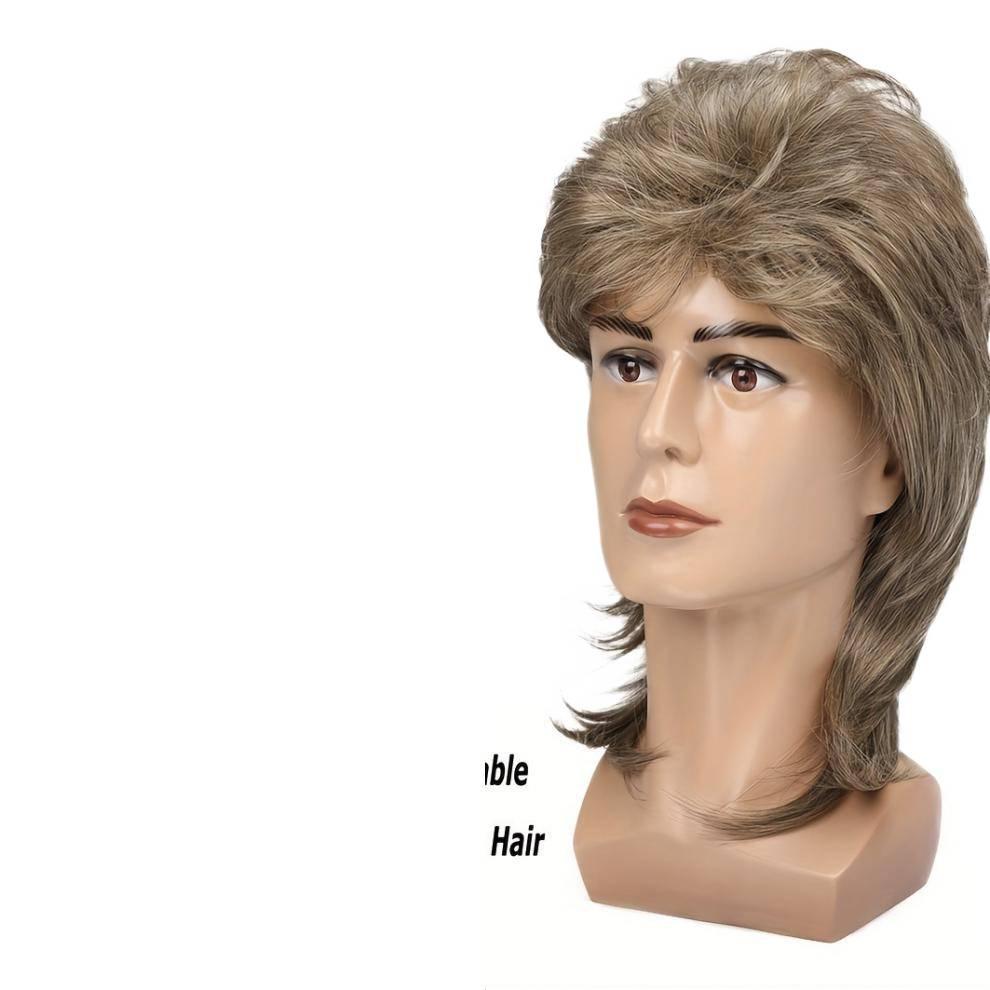 2026 Retro Men s Side Parted Fluffy Curly Wig Vintage Style Synthetic Hairpiece for Costume Party Daily Wear