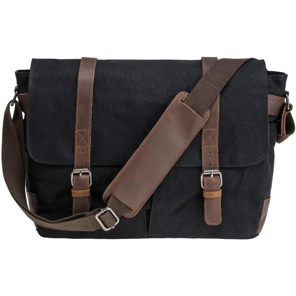 Waxed Canvas Briefcase Large Satchel  Bag Rugged  15.6" Laptop Bag