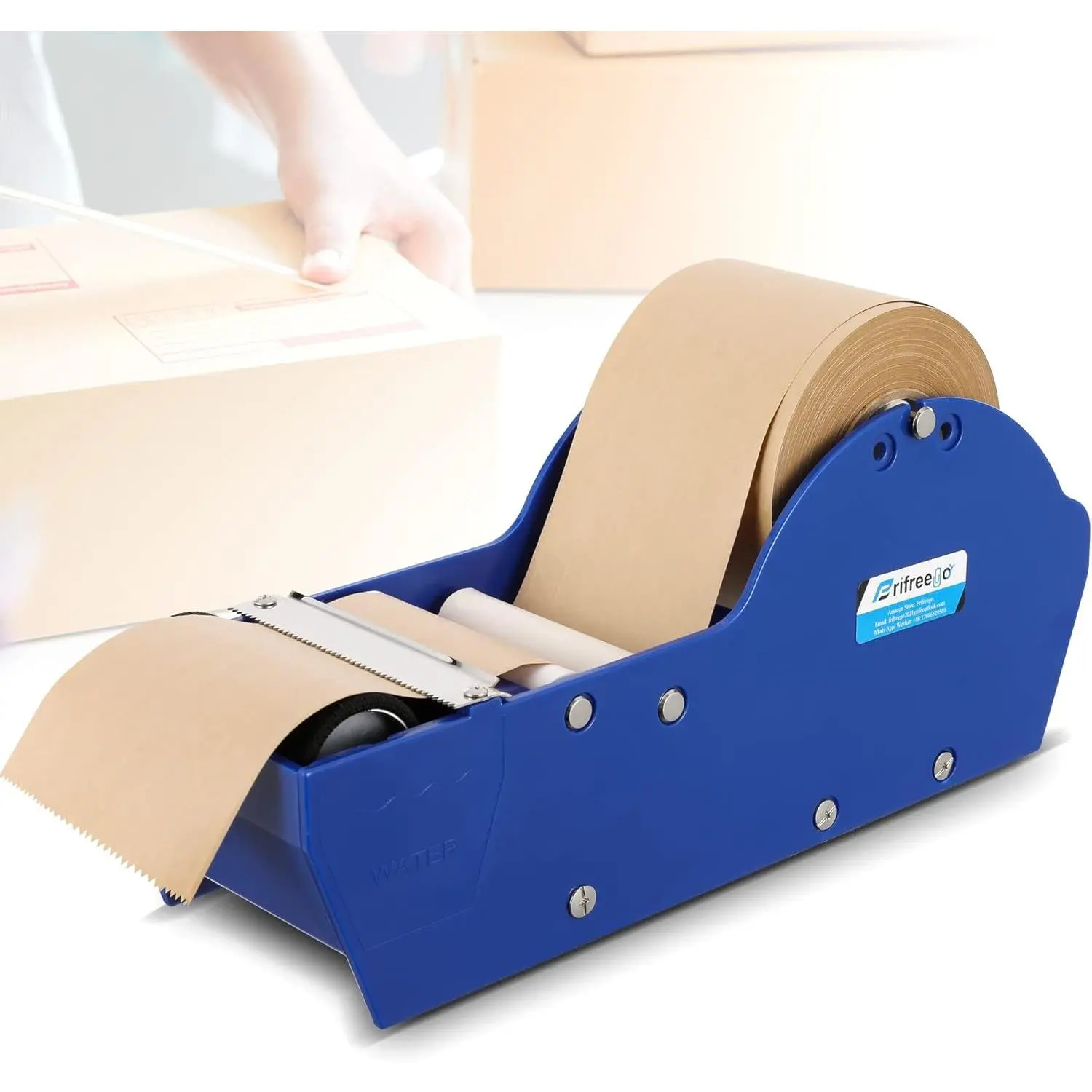 Water-Activated Tape Dispenser, Manual Kraft Gum Tape Dispenser, Width Adjustable 1.18-3.15", Light Weight & Portable Packing Tape Dispenser Set, Blue