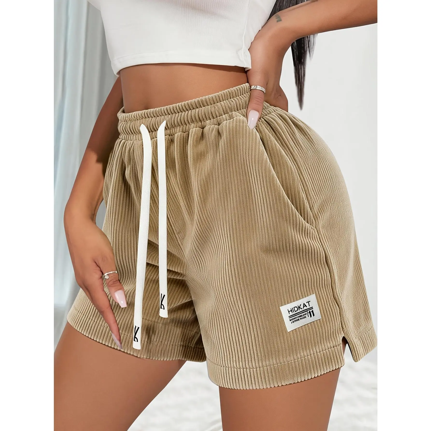 Women's Summer Corduroy Three-Quarter Pants, High-Waisted Slimming Design, Soft Comfy Fabric, Versatile Stylish Cut, Perfect for Daily Casual, Streetwear & Everyday Outings