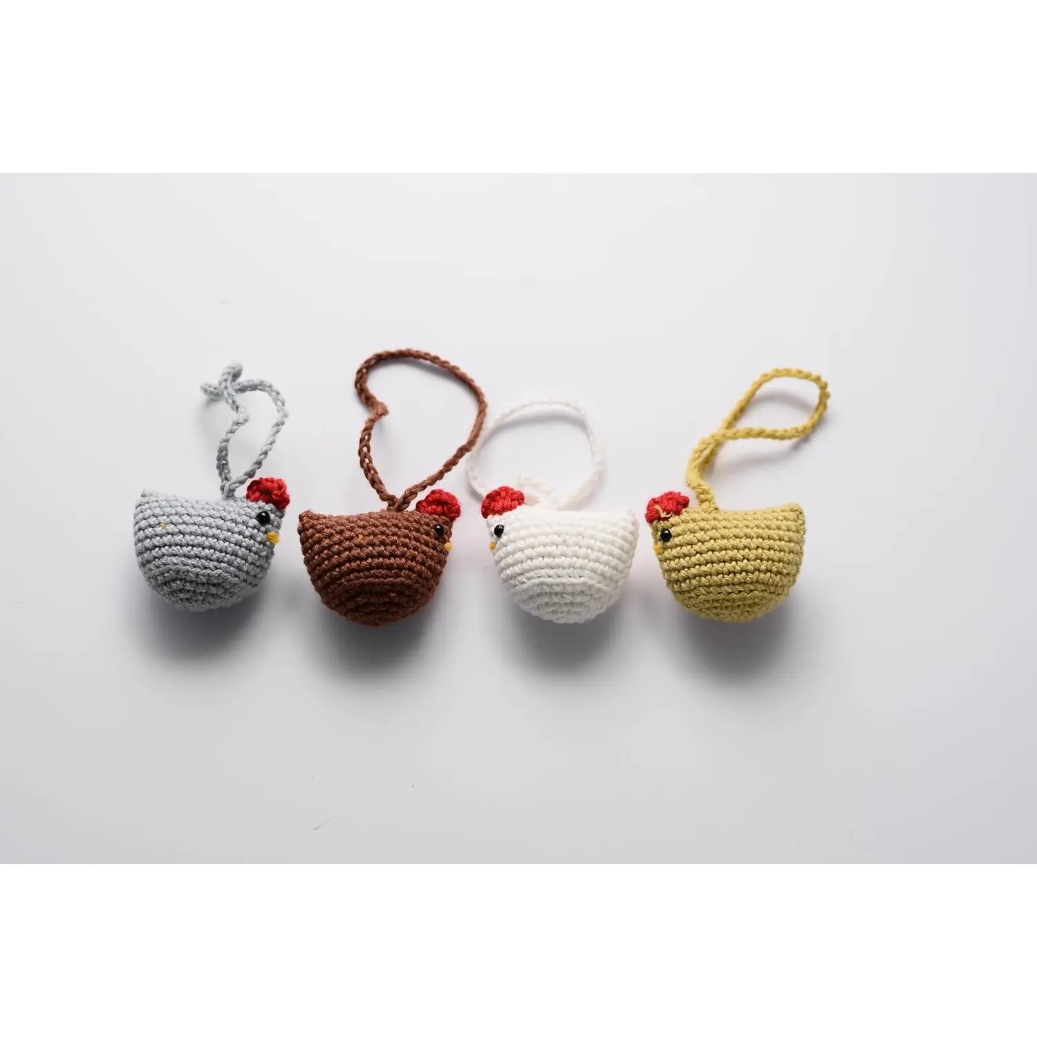 Crochet Chicken  Set of 4 - Chicken Christmas Ornaments, Funny Stuffed  Bag Charm,  Mirror Ornament, Cute  Decor,  for Chicken Lovers,  day