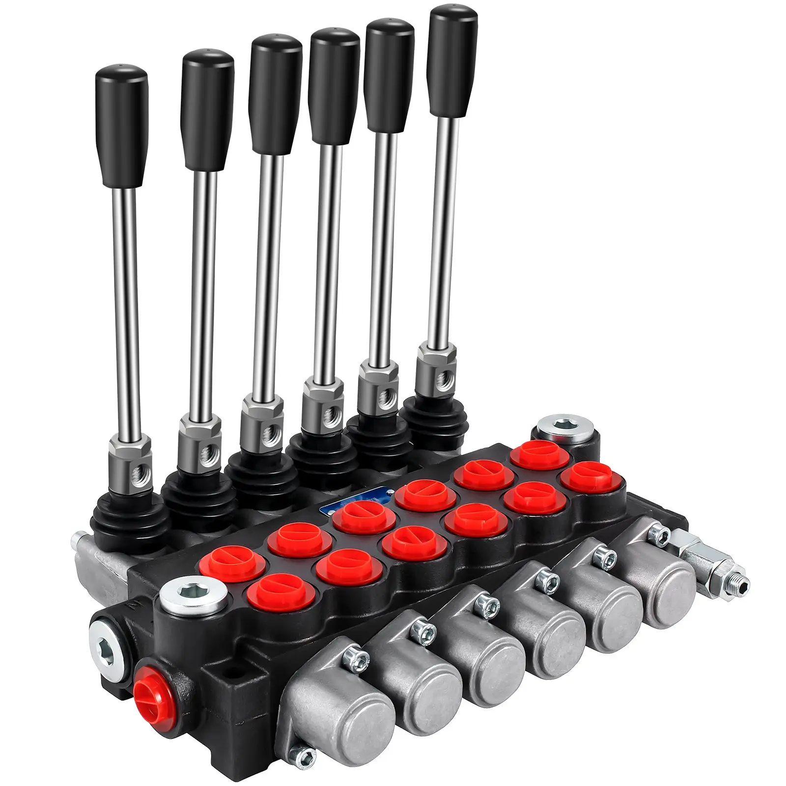 VEVOR Hydraulic Directional Control Valve - 6-Spool, 11 GPM, 3600 PSI, Adjustable Relief, BSPP Ports, Lever-Operated for Loaders, Tractors, Tanks (6spool113600)