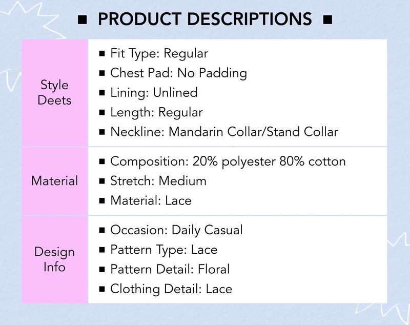 Cider [size 2-10] Lace Mandarin Collar Floral See-through Tank Top