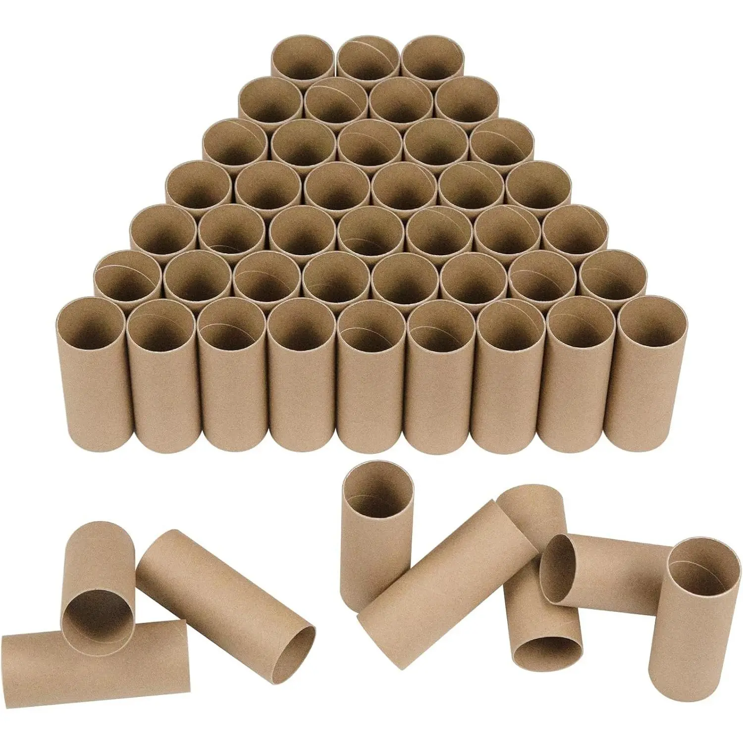 50 Pack Cardboard Tubes for Crafts - 1.57 x 3.94 Inches - Brown Toilet Paper Empty Rolls Round Thick Tubes Sturdy for Classroom Family Handmade DIY Projects