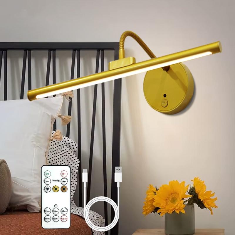 Remote-Controlled Picture Light, USB Rechargeable Wall Lamp, Adjustable Brightness and Timer Metal Art Light, Home Decor Light for Displaying Artwork on Walls and in Galleries