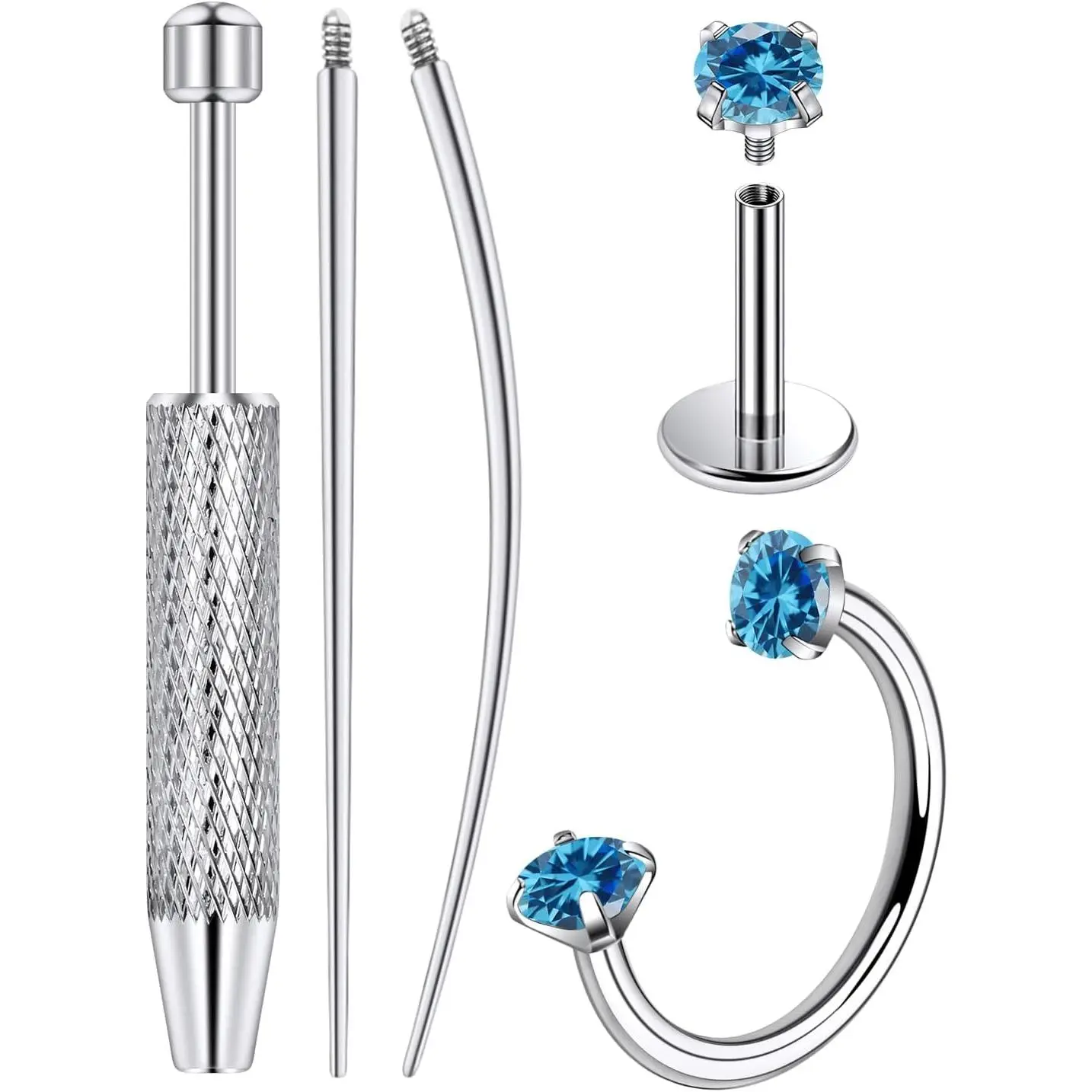 20G Titanium Horseshoe Nose Ring and Internally Threaded CZ Stud for Tragus/Nose/Helix/Conch   for Women Men Includes Taper Ball Grabber Tool for Easy  Changing