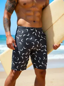 Men's Vacation Casual Shorts, Summer Breathable Quick-Dry Swim Trunks with Mesh Lining, Fitted Elastic Waist Pockets, Plain Color Usa Adult