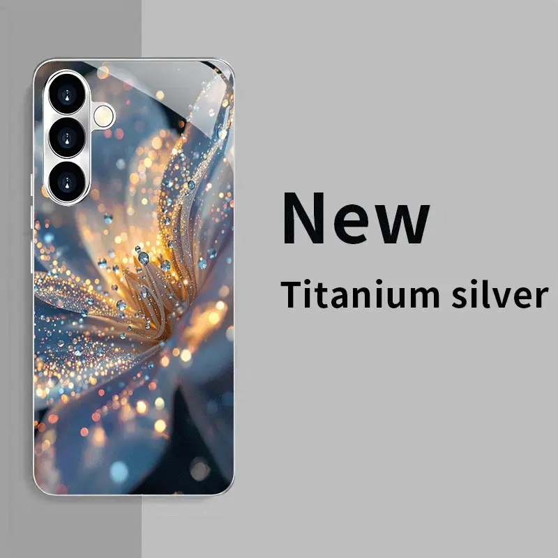 Phone case: ins Minimalist Fashion Water Bead Petal Electroplated Silver Phone Case for  Galaxy S25/S24/S23/S22/S21/S20/Note 20/A04/A05/A10/A12/A13/A14/A15/A20/A21s/A22/A23/A24/A25/A31/A32/A33/A35/A34/A50/A51/A52/A53/A54/A55/A70/A71/A72 New High-End