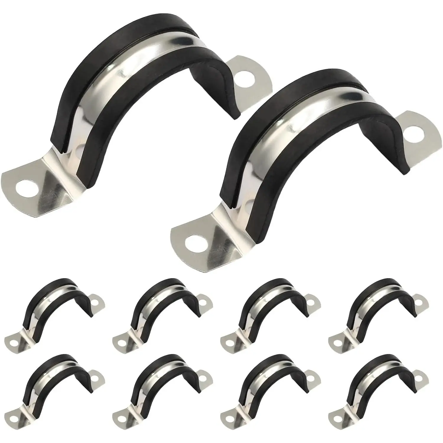 10 count 1-9/16 Inch Reinforced Rigid Pipe Strap Clamp
