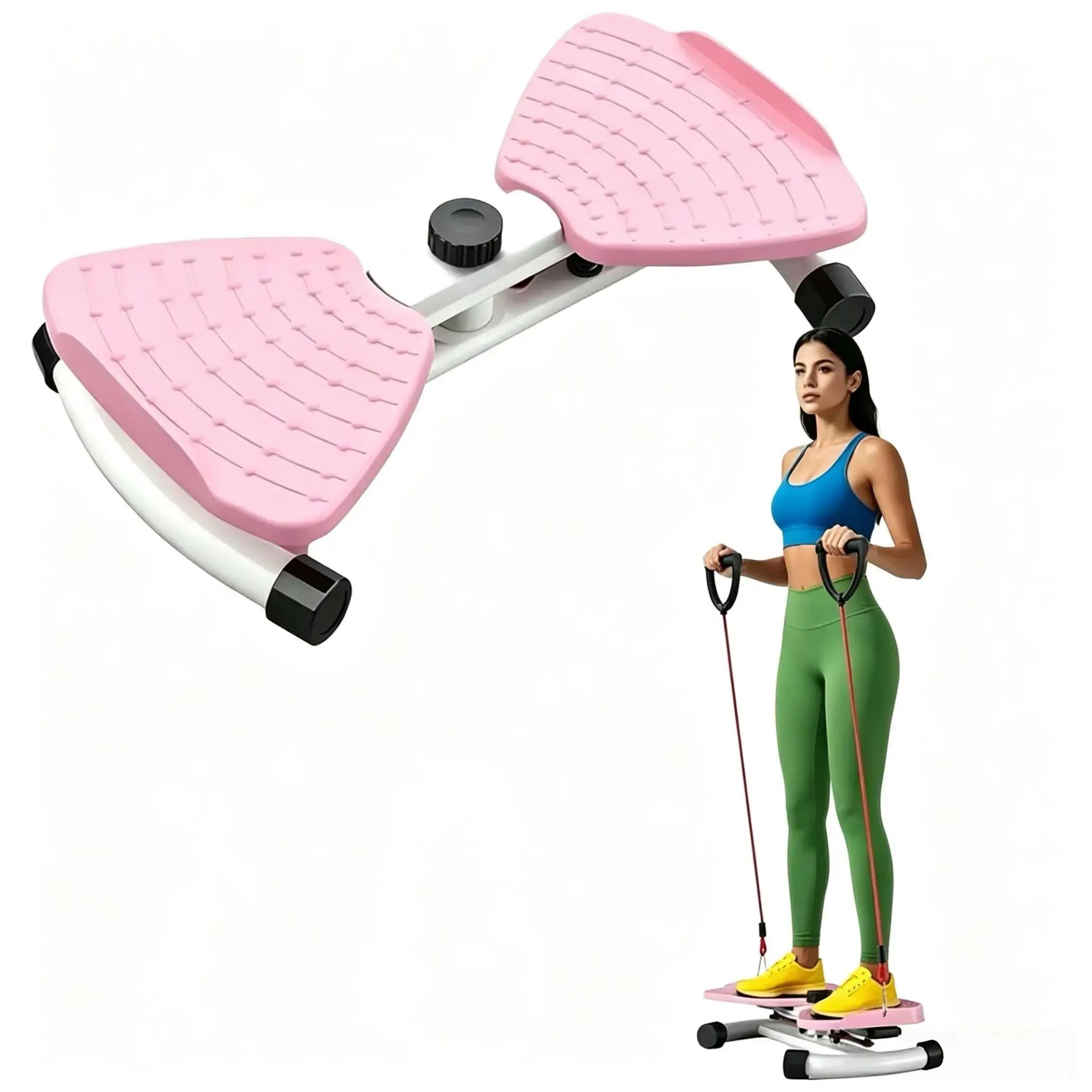 Smooth Anti-Skid Waist Twister Board with Adjustable Resistance Bands, Portable Exercise Equipment for Full Body Core Training & Home Workouts, At Home Gym Equipment