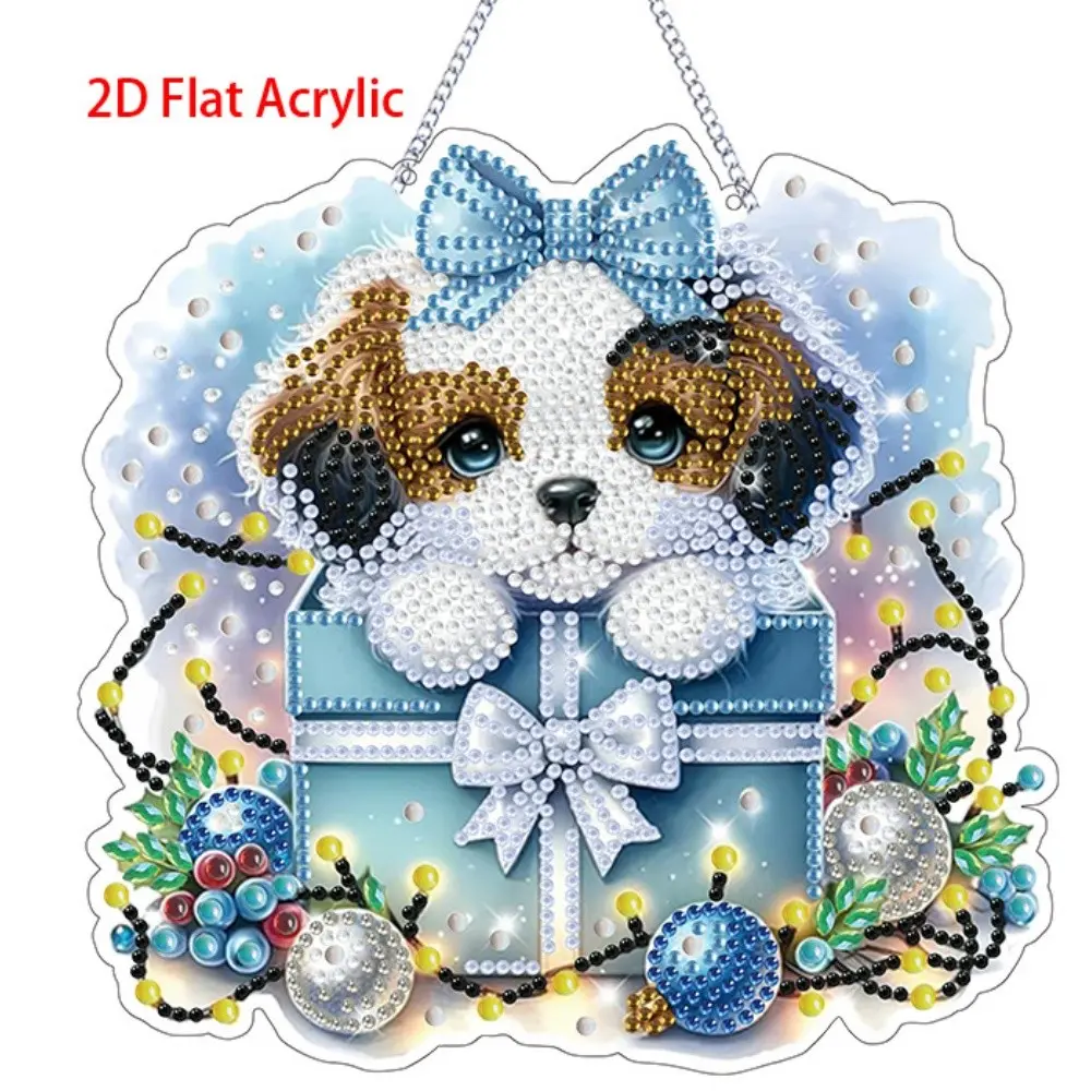 2D Flat Acrylic, 5D DIY Diamond Painting Kit suitable for beginners, acrylic mosaic handmade craft pendant, animal and dog pattern pendant, handmade, suitable for home and garden wall and door decoration, creative handmade craft gift set!