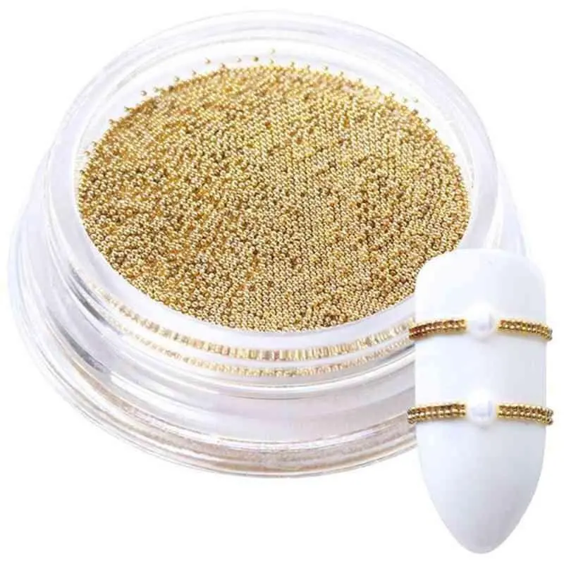0.4mm Ultra-Fine Beads for Nail Art Decoration, Metal Inlaid Nails, Silver Color, Kava Caviar Beads, 1 Box
