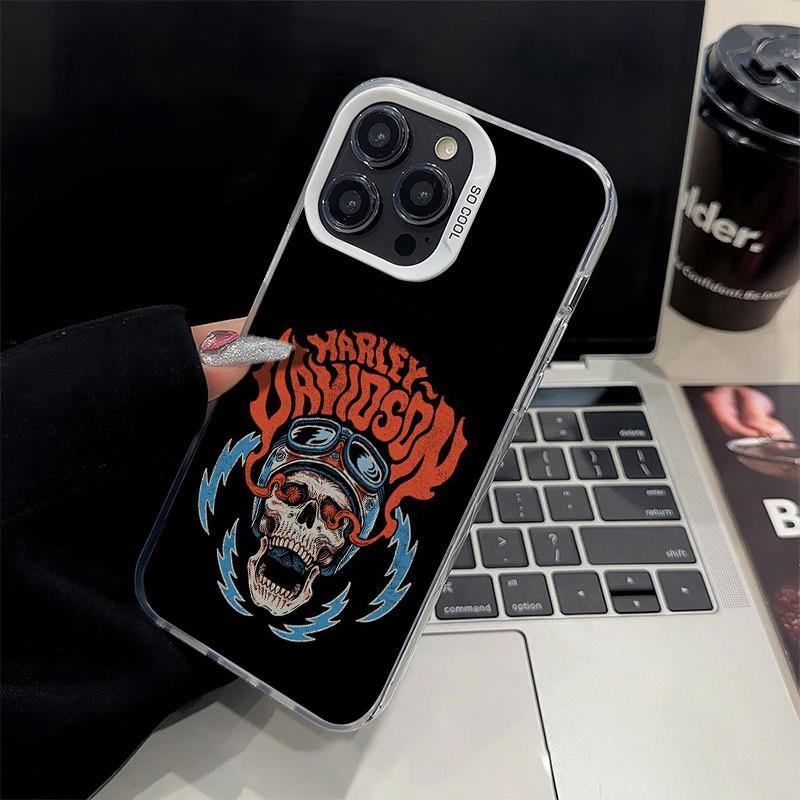 Harley - D Pattern Case For Iphone 17 Pro Max 17 Air 16 / 15 / 14 / 13 / 12 / 11 Pro Max Xr Xs E Plus Retro High - End Shockproof Drop Screen Protection Cute Durable Pc Smartphone Cover